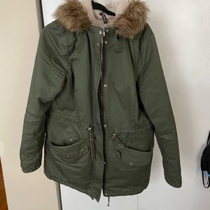 Womens H&M Military Jacket Faux Fur 🧥